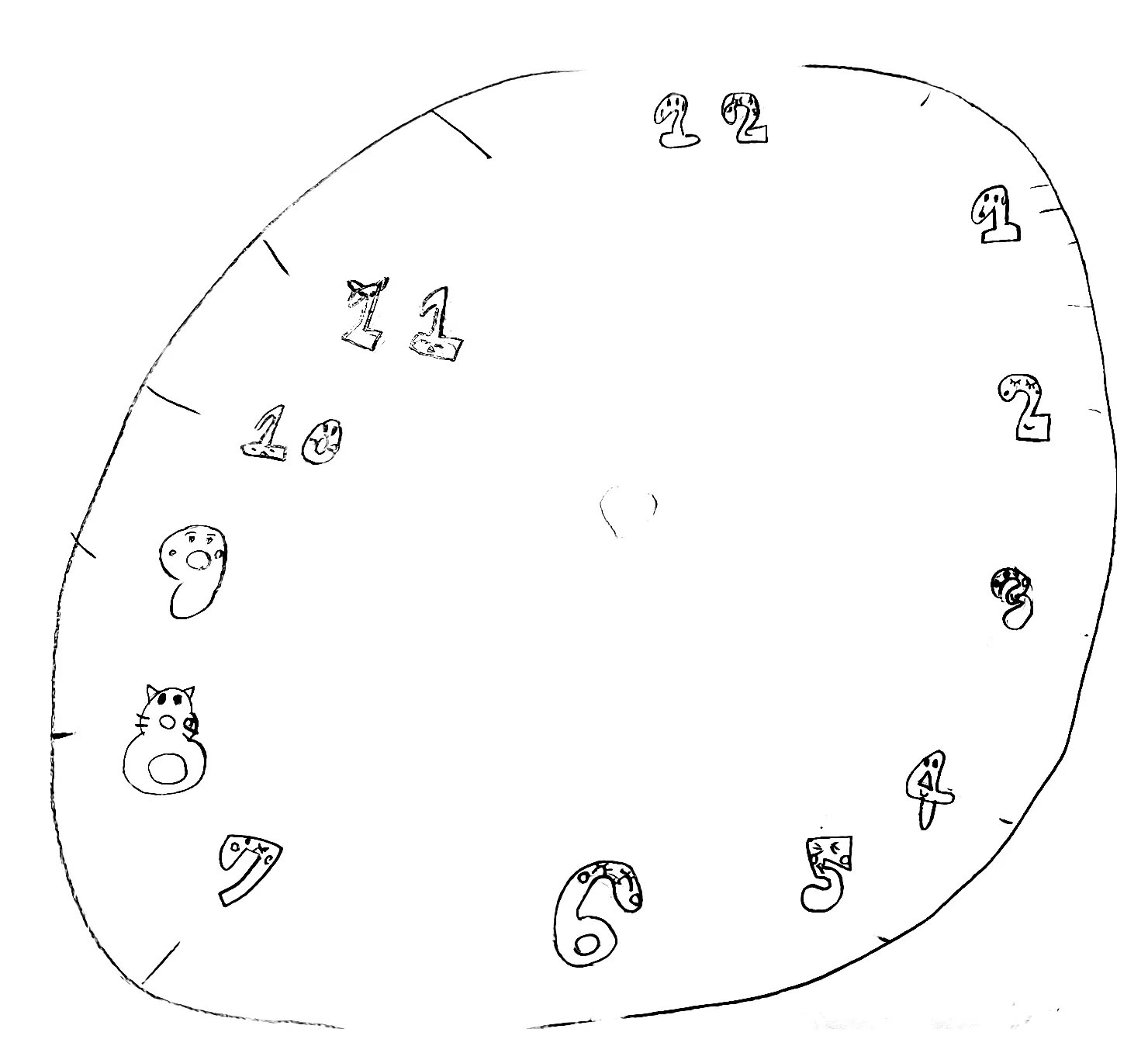お子さまが鉛筆で描いた文字盤のラフスケッチ